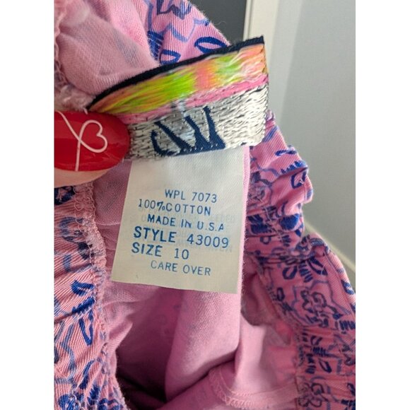 Vintage 80's Silver Unicorn Kid's High Waist Pink & Blue Floral Pull On Pants 10 - Picture 9 of 10